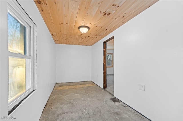 interior space with wooden ceiling