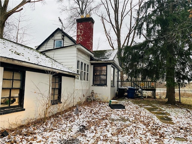 view of snow covered exterior