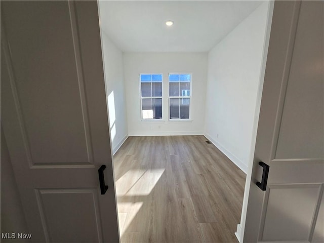 empty room featuring light wood-type flooring