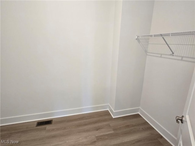 spacious closet featuring dark wood-type flooring