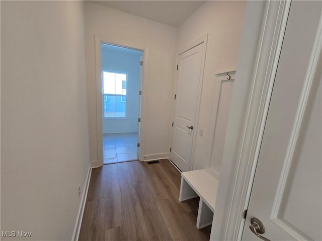 mudroom featuring hardwood / wood-style flooring