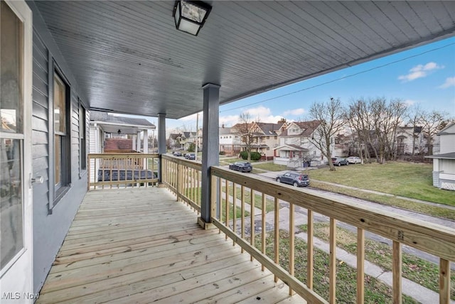 wooden deck with covered porch