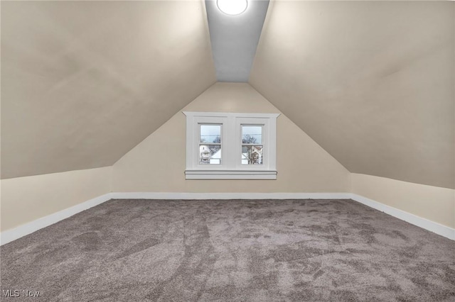 additional living space with carpet and lofted ceiling