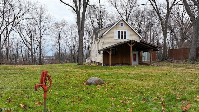 exterior space featuring a lawn