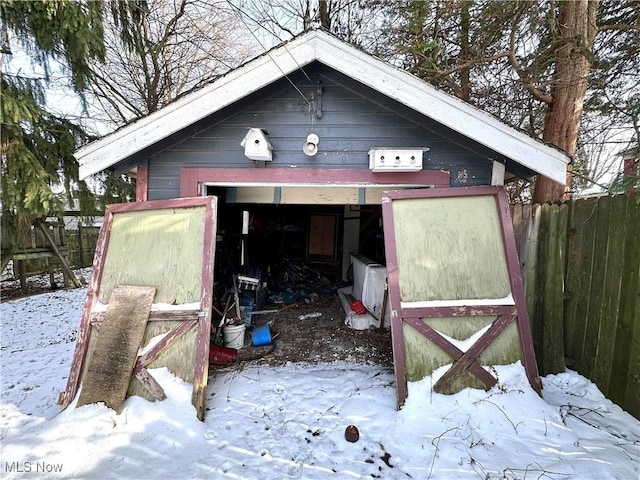 view of snow covered structure