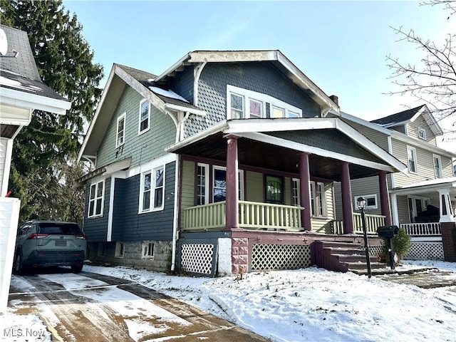 view of front facade featuring covered porch