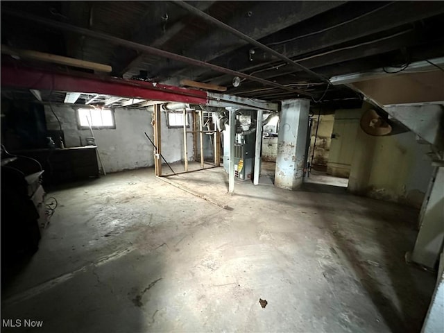 basement with heating unit