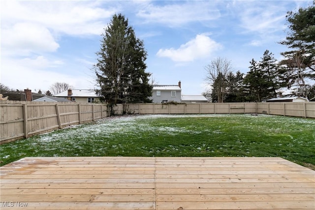 view of yard featuring a wooden deck