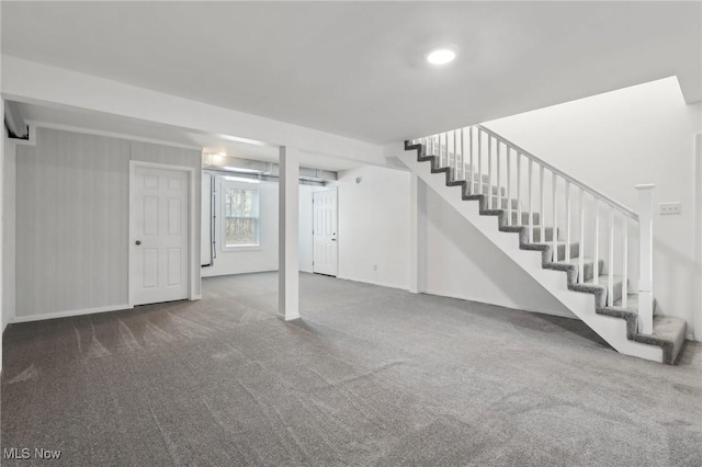 basement with carpet floors