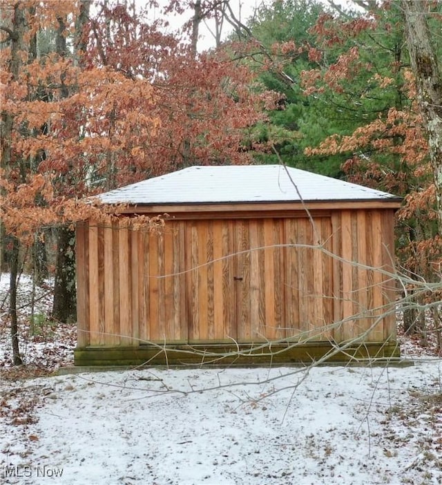 view of snow covered structure