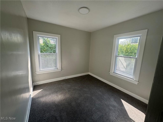 carpeted spare room featuring a wealth of natural light