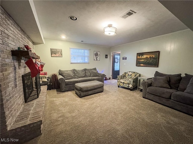 living room with carpet flooring