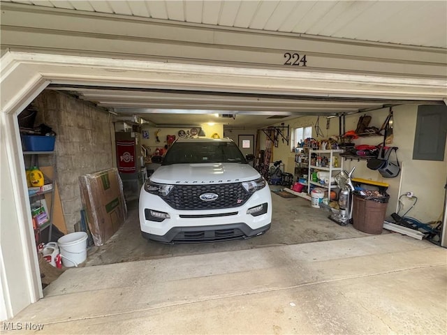 garage with electric panel