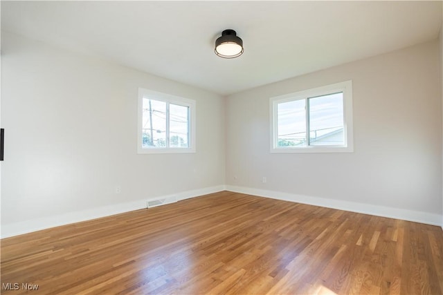 empty room featuring plenty of natural light and wood-type flooring