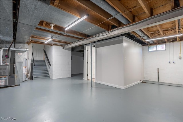 basement with heating unit