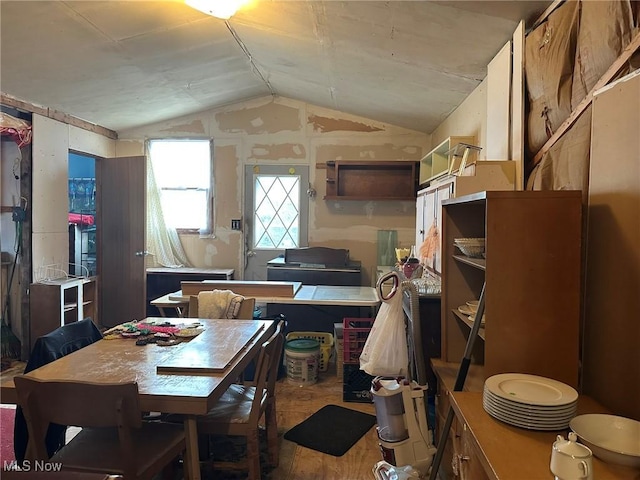 kitchen featuring vaulted ceiling