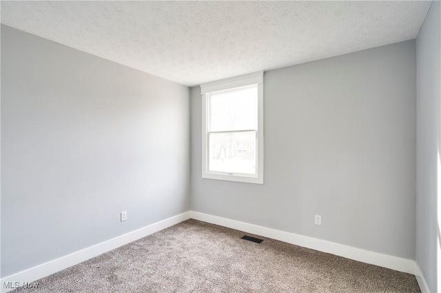 spare room with carpet flooring and a textured ceiling