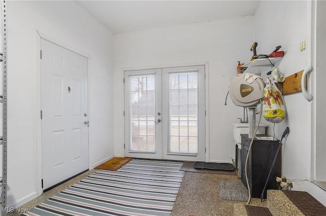 entryway featuring french doors