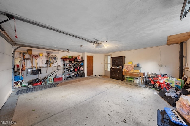 garage with a garage door opener