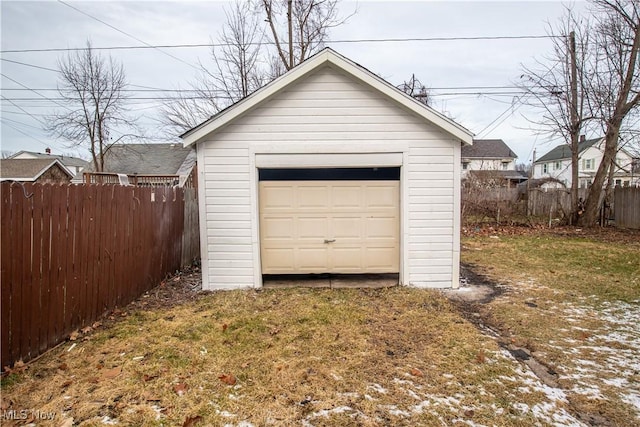 garage with a yard