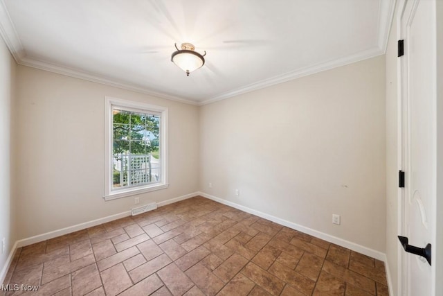 empty room featuring ornamental molding