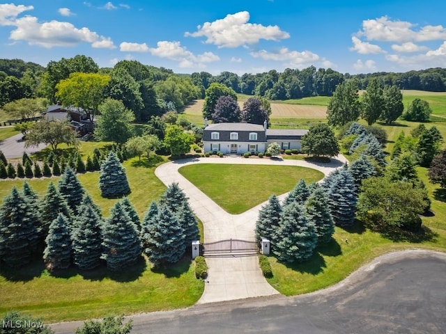 aerial view with a rural view