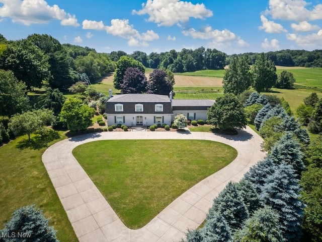 drone / aerial view with a rural view