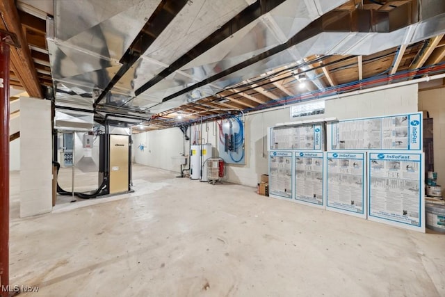 basement with water heater