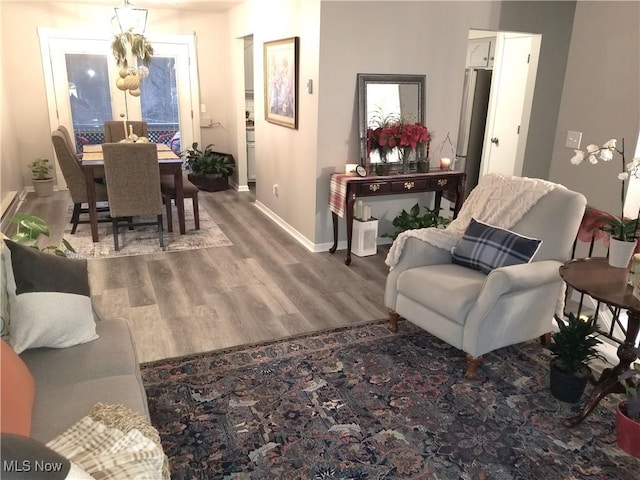 living room with hardwood / wood-style floors