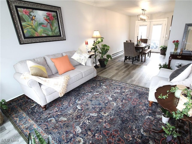 living room with wood finished floors