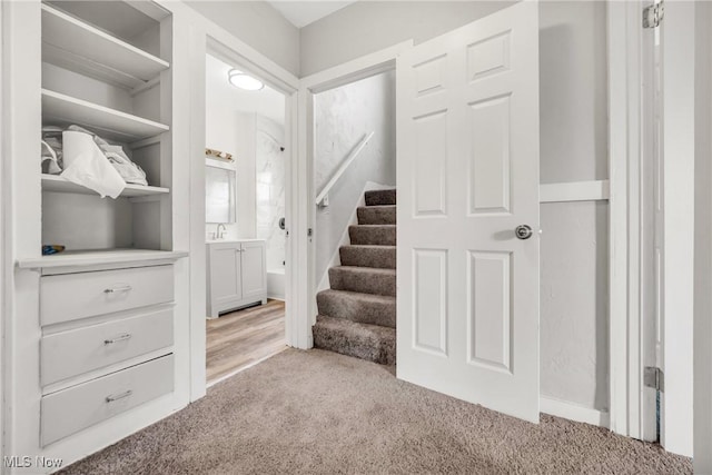 interior space with light colored carpet