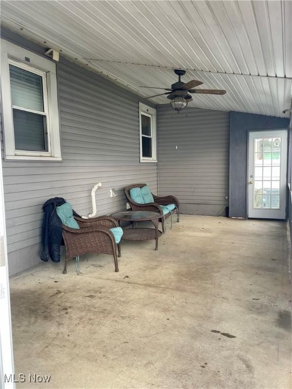 view of patio with ceiling fan