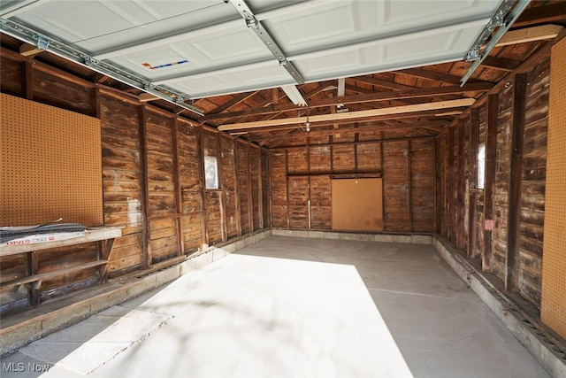 garage with wooden walls