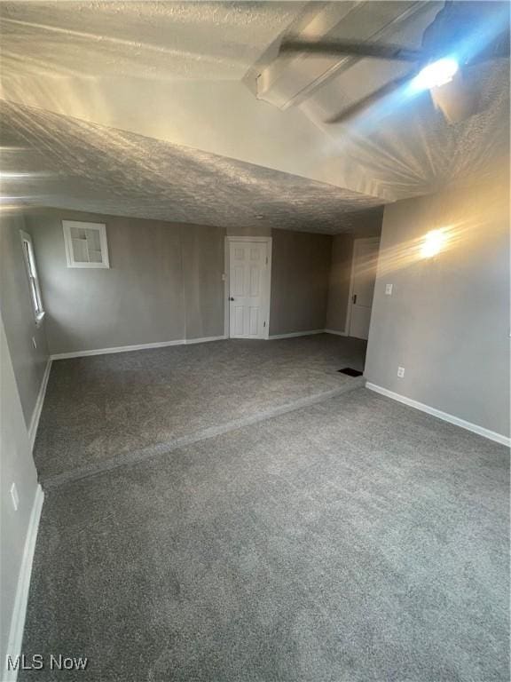 empty room featuring carpet flooring and a textured ceiling