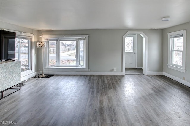 entrance foyer with hardwood / wood-style floors and a healthy amount of sunlight