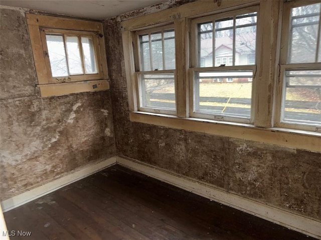 spare room featuring dark hardwood / wood-style flooring and plenty of natural light