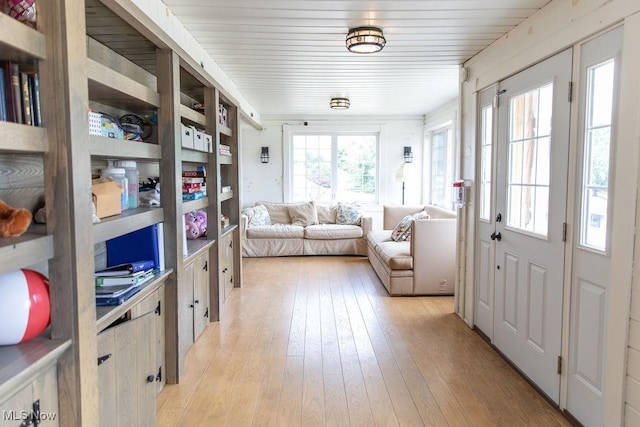 interior space with light hardwood / wood-style floors