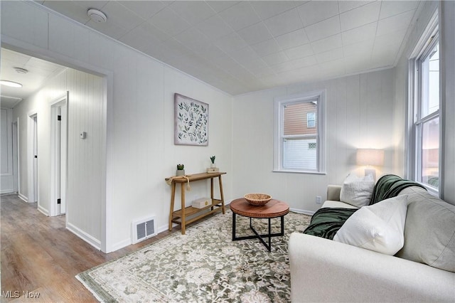 living room with light wood-type flooring