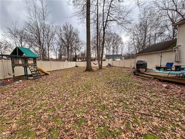 view of yard with a playground