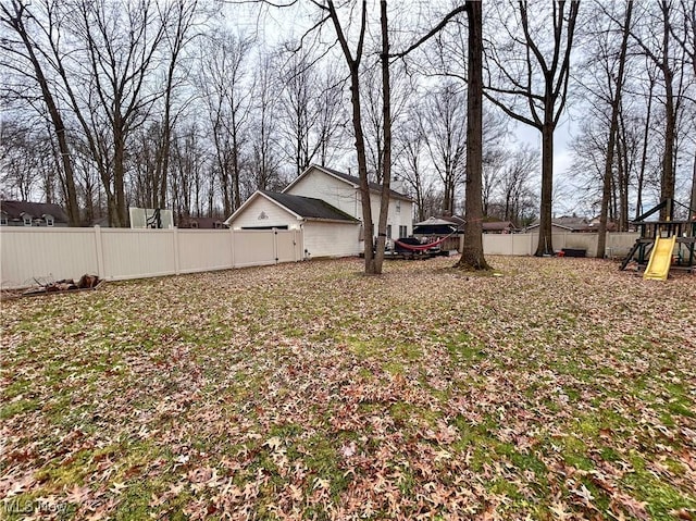 view of yard with a playground