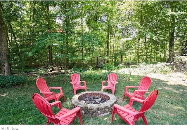 view of patio featuring a fire pit