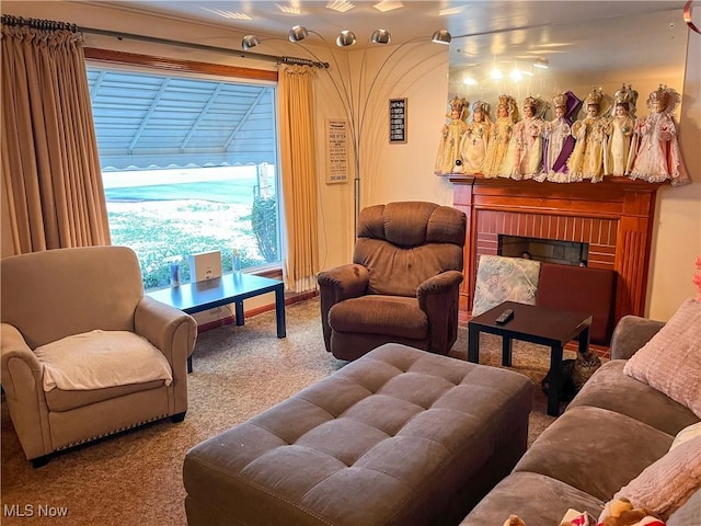 living room with carpet floors