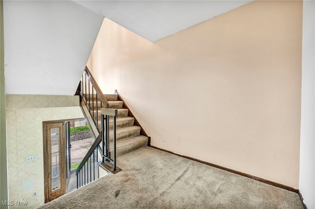 staircase with carpet