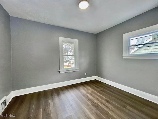 empty room with wood-type flooring and plenty of natural light