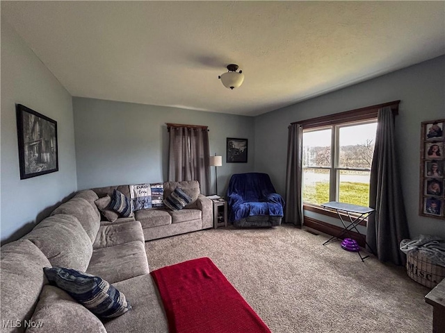 living room with carpet flooring