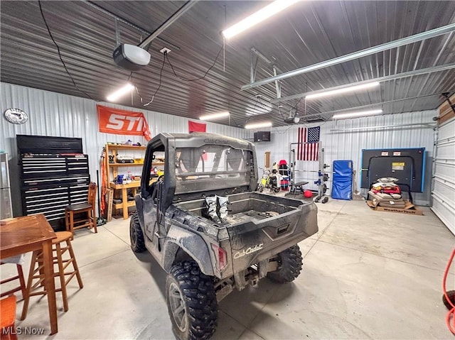 garage with a garage door opener