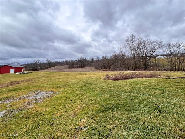 view of yard with a rural view