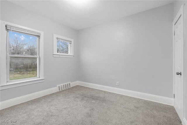 spare room featuring carpet flooring and a healthy amount of sunlight