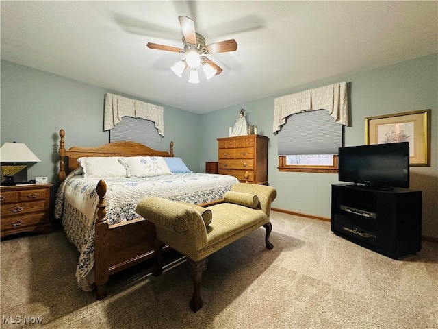 bedroom with carpet flooring and ceiling fan