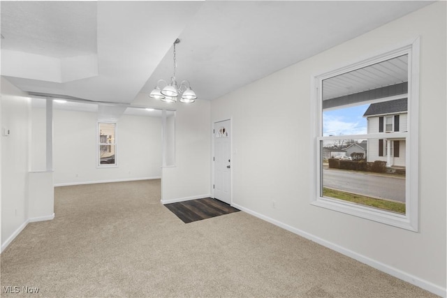 interior space with a chandelier